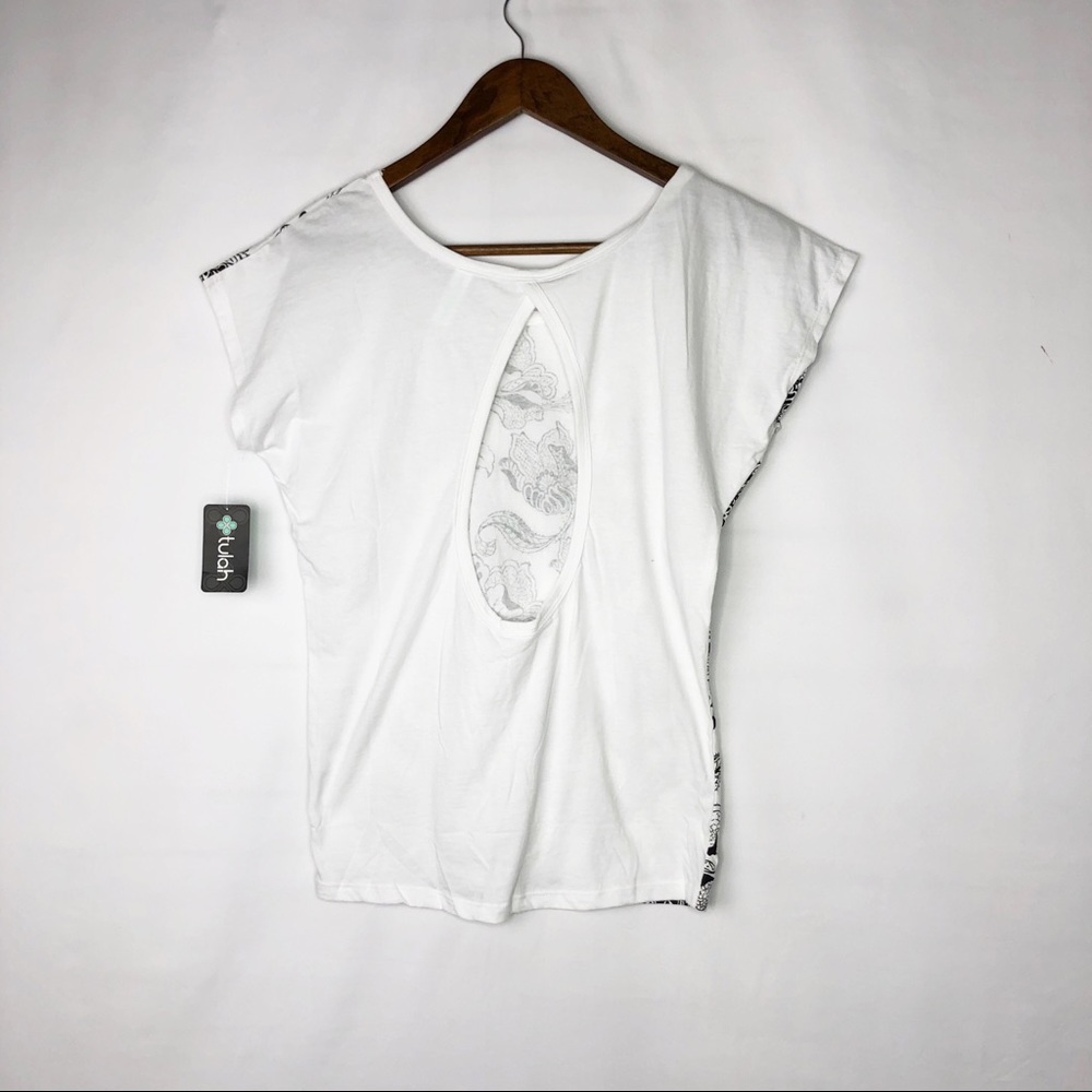 TULAH Black & White Short Sleeve Top NWT - XS - Picture 5 of 5